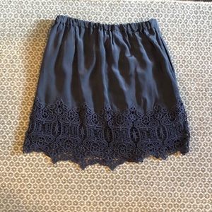 Club Monaco grey lace and silk skirt
